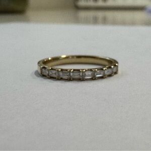 Aurate 14k gold half diamond baguette ring